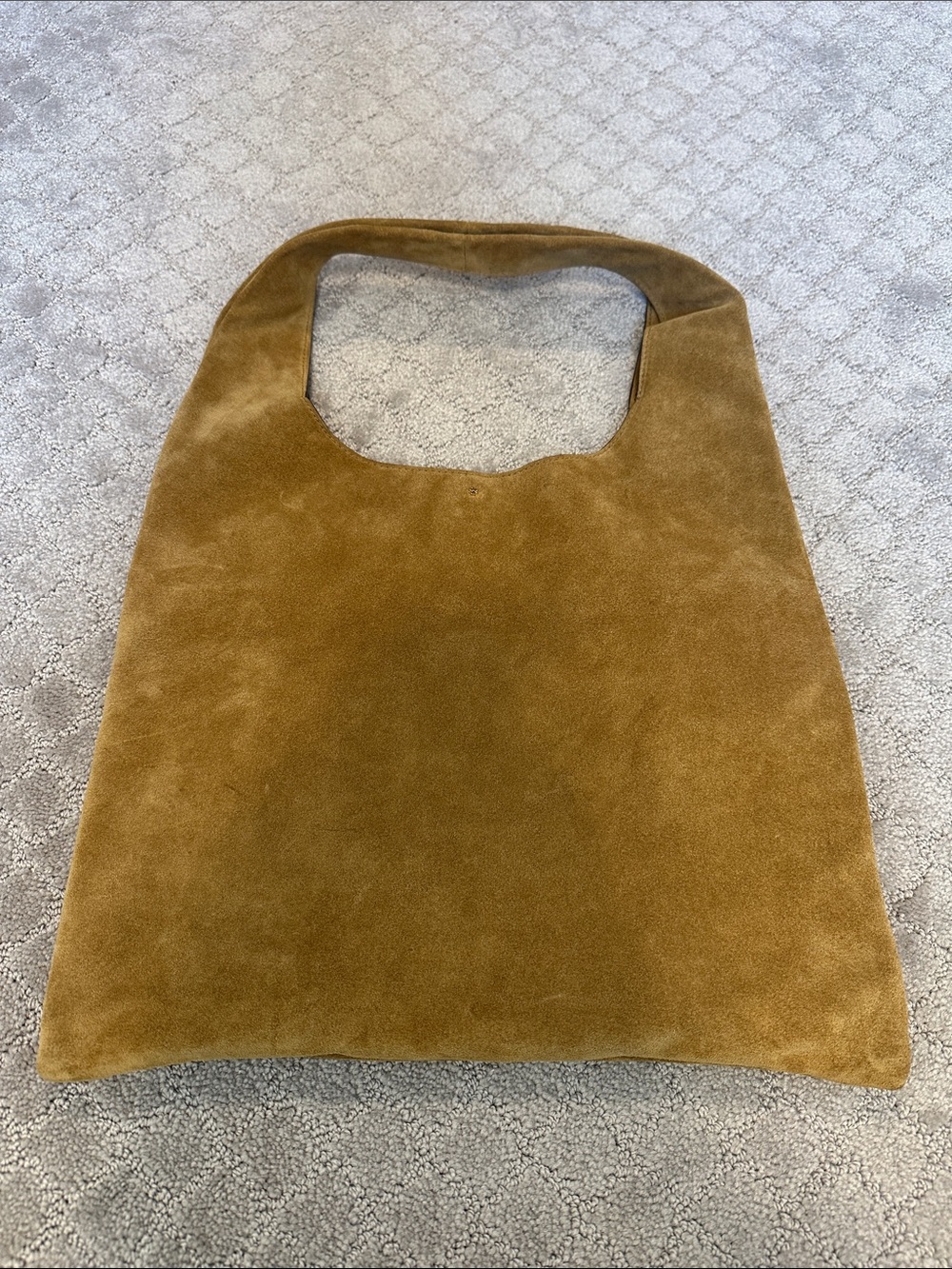 Tory Burch Suede Bag in Camel Brown - Minimal Shoulder Handbag